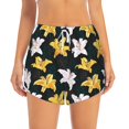 thumbnail image 4 of Lsque Lilies Flowers Printed Women's Running Shorts with Liner Pockets,Elastic Quick Dry Workout Athletic Gym Yoga Shorts,Womens High Waist Shorts-XX-Large, 4 of 9