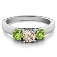 thumbnail image 2 of Gem Stone King 1.00 Ct Round Peach Morganite Green Peridot 925 Sterling Silver Ring (Size 9), 2 of 5