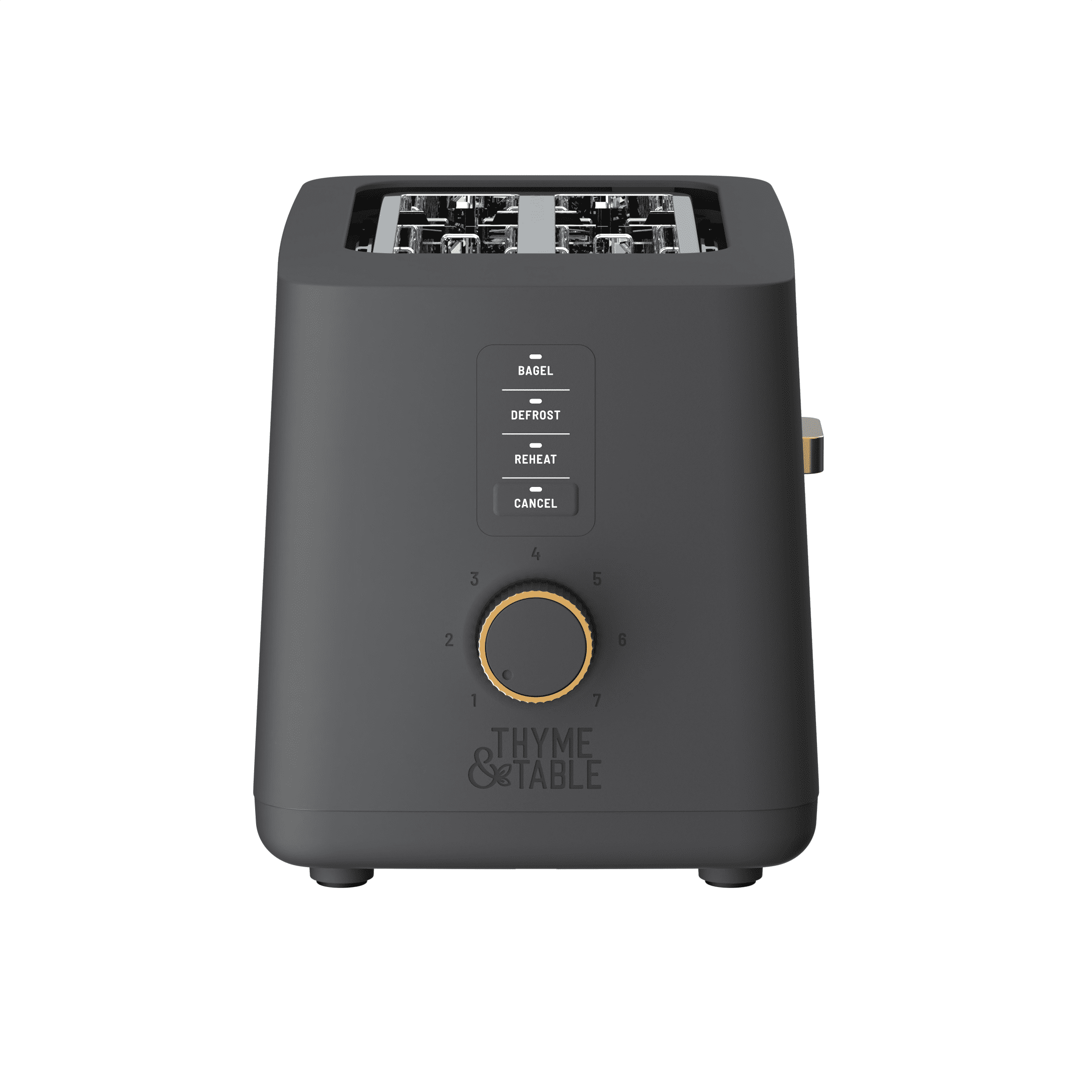 Thyme & Table 2-Slice Toaster, Extra-Wide Slots with Removable Crumb Tray, Slate Grey