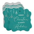thumbnail image 3 of Inkdotpot Real Silver Foil Merry Christmas & Happy Text Tags Favor Bracket Shape Hang Pack Of 50 Paper Tags, 3 of 7