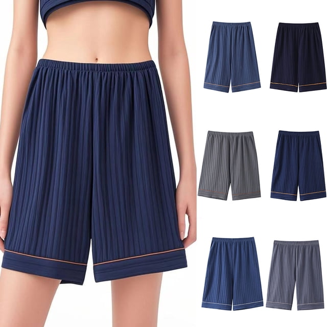 Shorts de Pyjama pour Femmes Doux Confortables en Tricot Élastique Bas de Pyjama Shorts de Détente avec Poches Gris