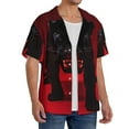 thumbnail image 2 of Goofa Black Panther Red Background Printed Men's Casual Short-sleeved Shirt,Lightweight Breathable Button-down,Summer Casual men's top,Versatile Fashion shirt-4X-Large, 2 of 7