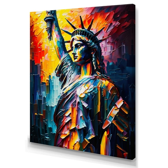 Designart Colorful Liberty Statue II Canvas Wall Art