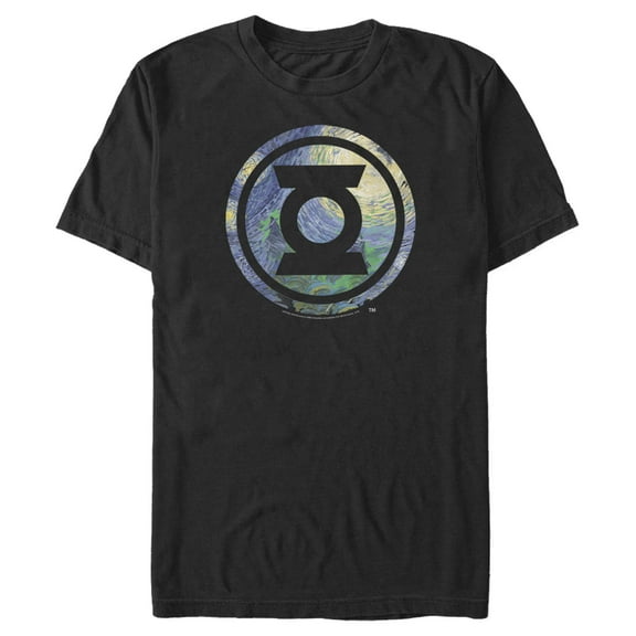 Men's Justice League Green Lantern Starry Night Logo Graphic Tee Black X Large