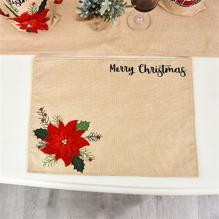 

BLNVKOP New Christmas Decoion Mat Home Atmosphere Decoe Christmas Tableware Mat