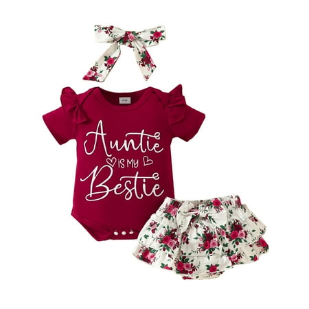 

Kid Toddler Girl Outfits Cute Baby Clothing Sets Summer Short Sleeve Prints Tops And Shorts 2Pcs For Children Lovely Playwear Suits Red 6-9 Months