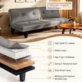 thumbnail image 4 of Lifarythm Futon Sofa Bed, Futon Couch with 3 Adjustable Backrest Convertible Twin Size Modern PU Leather Sleeper Sofa for Living Room 69", Gray, 4 of 9