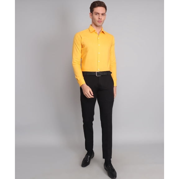 Luxurious Exclusive TryBuy Premium Wrikle-Free Yellow Casual/Formal Shirt for Men
