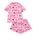 thumbnail image 3 of Valentine's Day Women's 2 Piece Pajamas Set Short Sleeve Button Down Shirt and Shorts Cute Print Sleepwear Pjs Sets S-XXL, 3 of 9