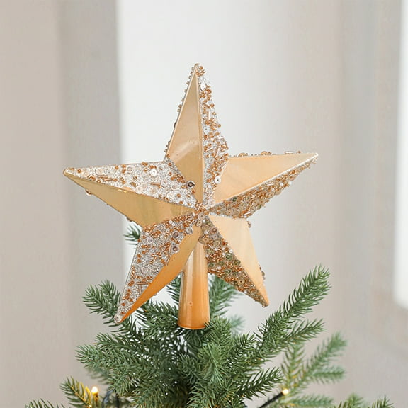 NWOKYZGH Glitter Mini Star Christmas Tree Topper - Glitter Tree Top Decoration for Holiday Ornament