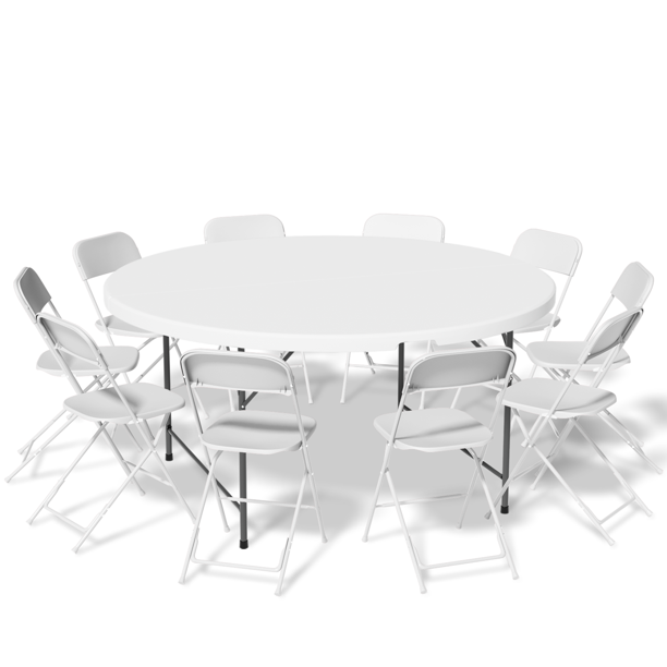 Magshion 11 Pieces 5.5 Ft White FoldinHalf Card Table and 10 Chairs