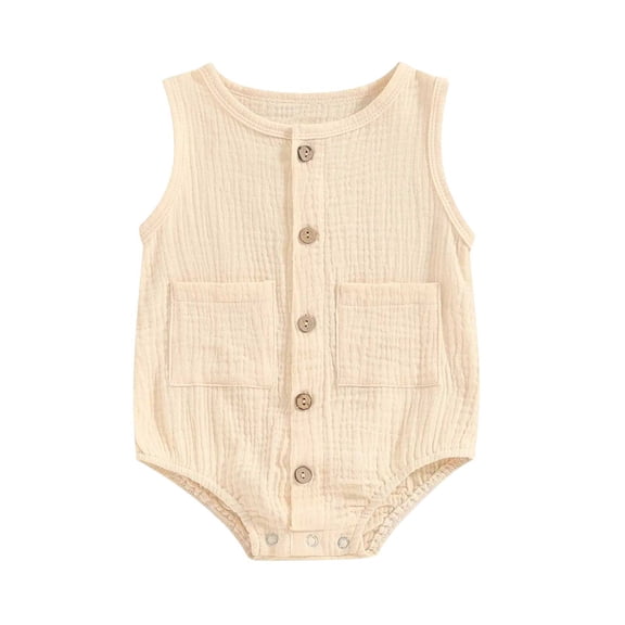 Wxirdiow Baby Boy Romper Baby Boy Overalls Bubble Romper Toddler Overalls Shorts Corduroy Jumpsuit Sleeveless Bodysuit Summer Beige Size,0-3 Months