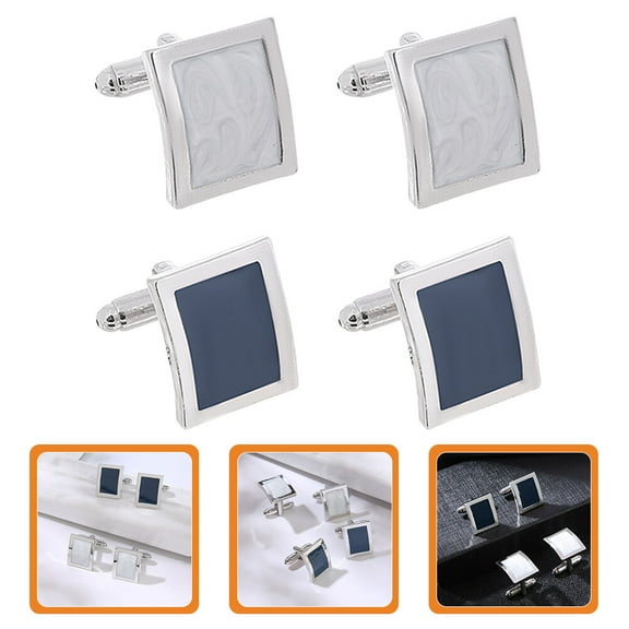 IBASETOY 2 Pairs Cuff Links Durable Alloy Assorted Color Versatile Business Attire