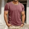 thumbnail image 2 of IWRICH Men's Basic Plus Size T Shirt Short Sleeve Crew Neck Soft Fitted Elastic Tees Classic Tshirts Brick Red M, 2 of 7