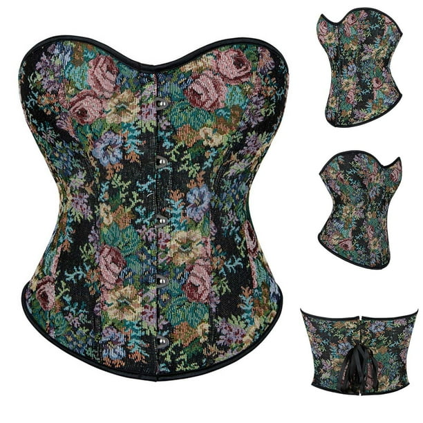 Faja reductora de cintura para mujer, con estampado de girasoles, estilo vintage, con tirantes de corsé, de poliéster