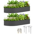 thumbnail image 3 of Outsunny 2PCS Galvanized Raised Garden Bed, 7' x 3' x 1' Raised Beds for Gardening with Metal Plant Stakes, Dark Gray, 3 of 10