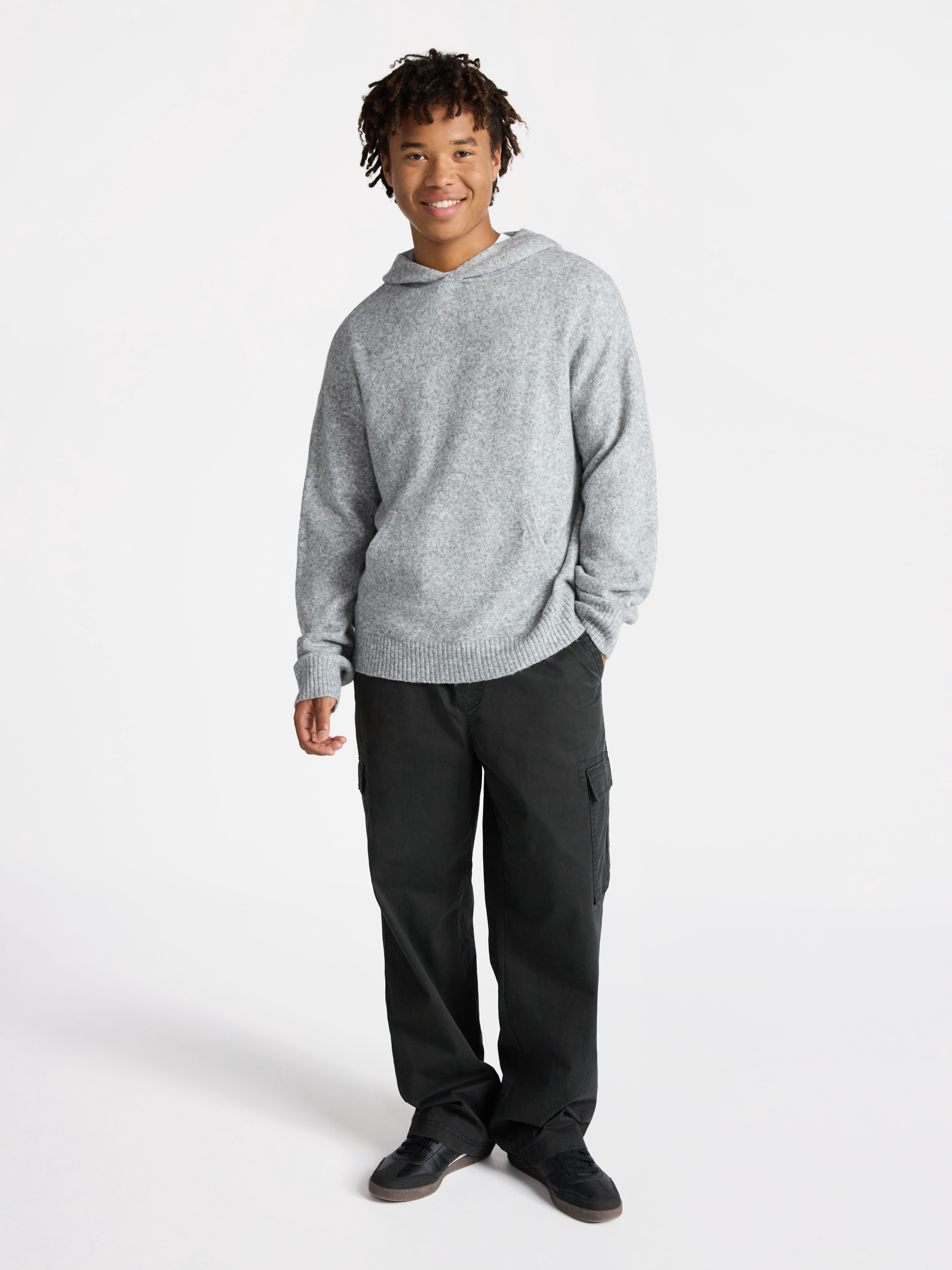 No Boundaries Brushed Hooded Sweater with Long Sleeves, Midweight, Men's & Big Men's XS-3XL