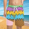 thumbnail image 2 of PRfgtbd Boys Swim Trunks Ice Cream Shorts With Compression Liner Casual Bathing Suit Elastic Waist Summer Beach Shorts For Kids Swimwear 13-14 Years, 2 of 4