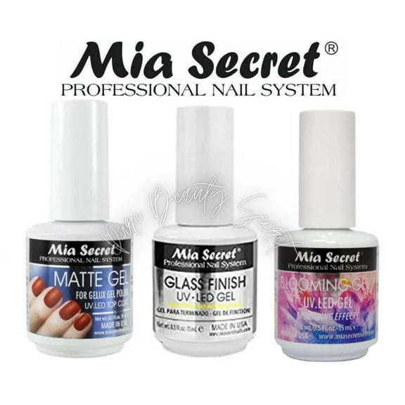 Mia Secret Blooming Gel UV LED Gel (BMG-38), Glass Finish UV-LED Gel 1/2 oz (FG-6S), Matte Gel 0.5 oz (MATTE-GEL)