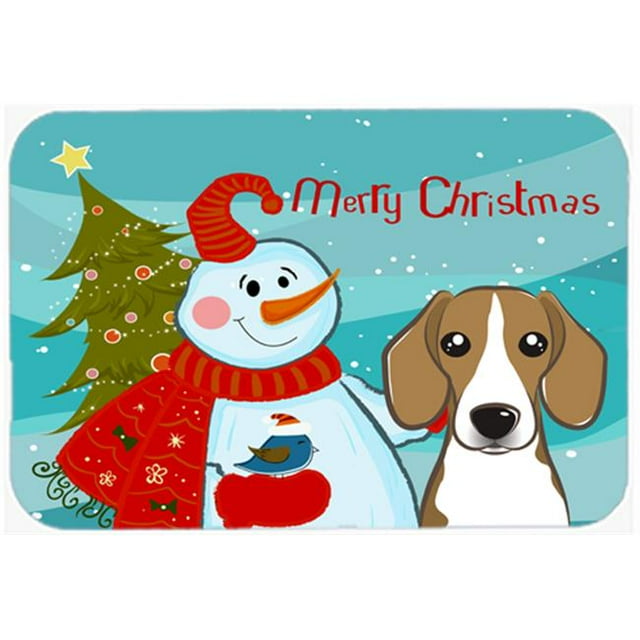 Carolines Treasures BB1859CMT Snowman With Beagle Kitchen & Bath Mat, 20 x 30