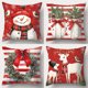thumbnail image 2 of Funda de almohada con decoración navideña, regalo de Año Nuevo, bonita funda de almohada con estampado de muñeco de nieve y cervatillo, cojín para sofá, decoración del hogar, 2 of 5