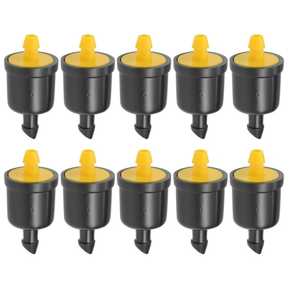 Pressure Compensating Dripper 5GPH 20L/H Emitter for Garden Lawn Drip Irrigation with Barbed Hose Connector Yellow 10pcs