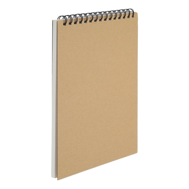 Uxcell 12 x 8" 160GSM Cuaderno de bocetos de espiral superior, 60 páginas, 30 hojas, 1 pieza, cuaderno de bocetos retro