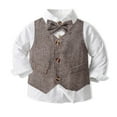 thumbnail image 6 of SHTXOZHI Toddler Kids Boy Suspenders Outfit Gentleman Formal Wedding Dress Suits Set for 2-12 Years, 6 of 7