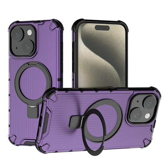 Allytechgroup Rugged Case for Apple iPhone 13, Ring Holder Kickstand [Camera Lens Protective] Bumper Anti-Scratch Hybrid Shockproof Phone Case for iPhone 13 for Women Men,Purple