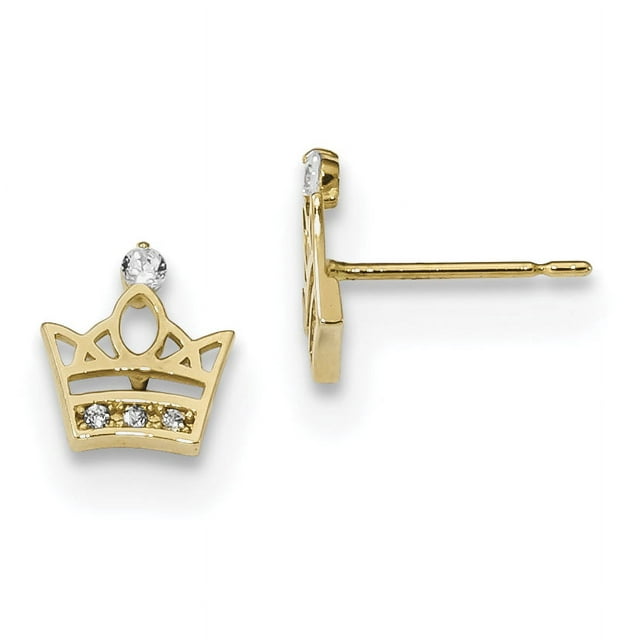 14K Yellow Gold Madi K Kids CZ Crown Post Earrings