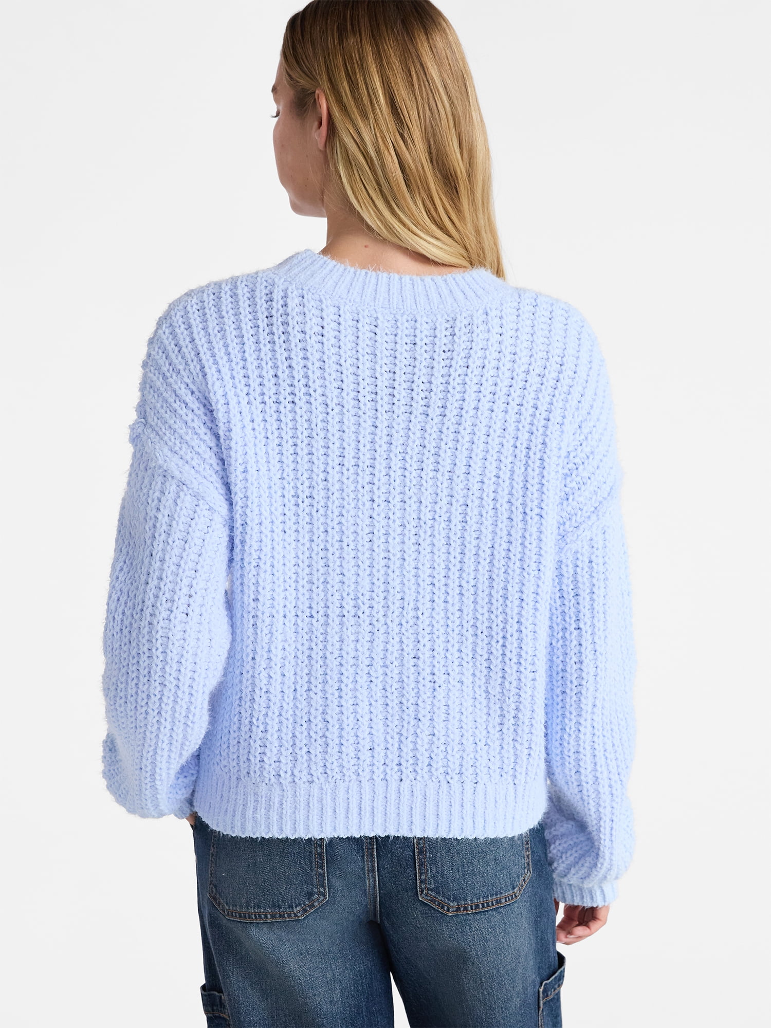 No Boundaries Cable Knit Sweater, Midweight, Women's