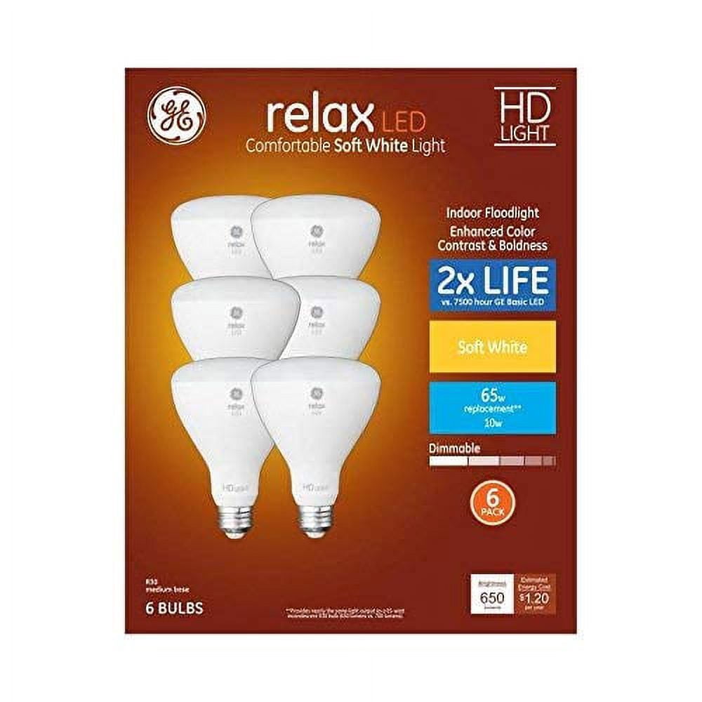 GE Relax 6-Pack 65 W Equivalent Dimmable Soft White Br30 LED Light Fixture Light Bulb