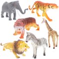 thumbnail image 1 of 6pcs Plastic Model Tiger Leopard Lion Giraffe Zebra Elephant Wild Animals Toy, 1 of 7