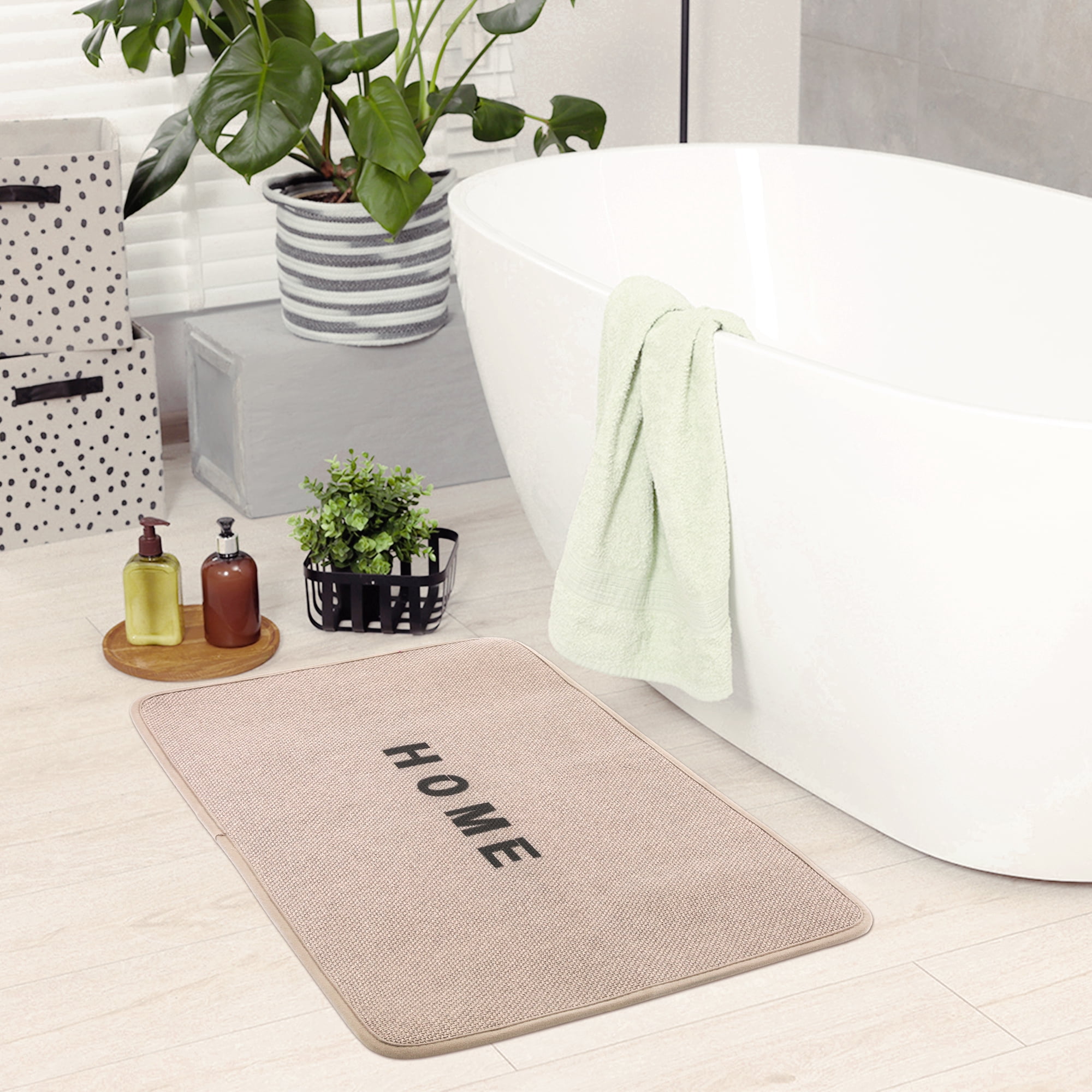 Unique Bargains Boho Bathroom Rugs Absorbent Non Slip Washable Bath Rugs Khaki 20" x 32"