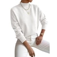 thumbnail image 3 of Women'S Seamless Sweater Ready to Wear Long Sleeve Knitted Pullover Tops White L, 3 of 8