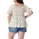 thumbnail image 3 of Blusas de verano de talla grande para mujeres Agnes Orinda, con cuello cuadrado, fruncido, lazo, mangas cortas y peplum, 2X beige, 3 of 6