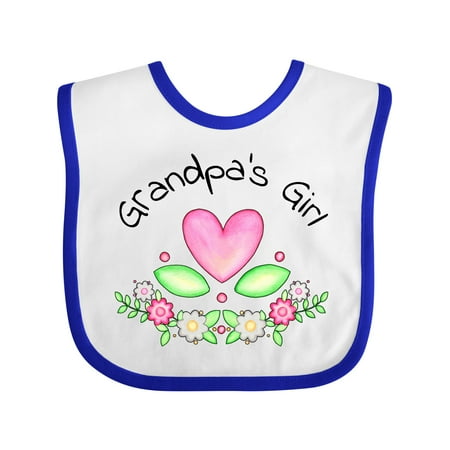 

Inktastic Grandpa s Girl- Heart Flowers Gift Baby Girl Bib