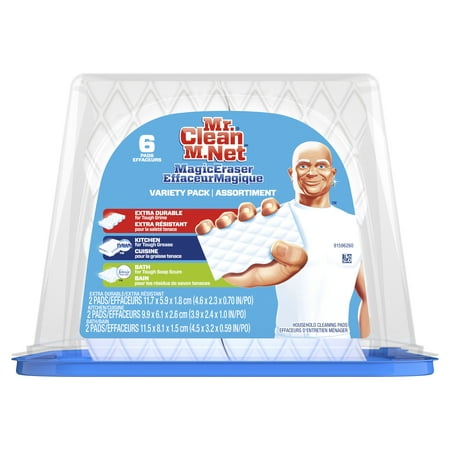 Mr. Clean Magic Eraser Variety Pack, Cleaning Pads with Durafoam, 6 (Best Product To Remove Soap Scum From Glass Shower Doors)
