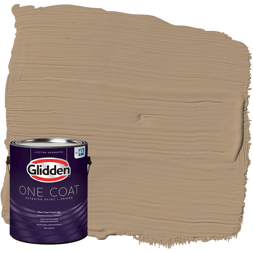 Glidden One Coat Exterior Paint and Primer, Sauteed Mushroom / Brown