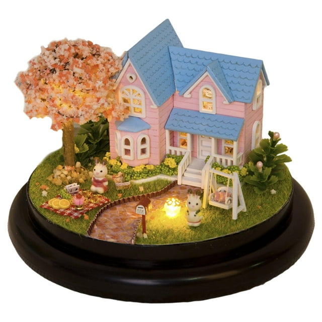 Dollhouse Assemble Kits DIY Miniature Box Decorative Mini with Cover Cherry Blossoms