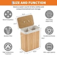 thumbnail image 2 of Garvee Folding Bamboo Laundry Hamper with Lid, 27.5 Gallon Large Capacity Wooden Basket with Washable Liner Bag, Slim Space-Saving Clothes Organizer for Small Bedroom, Apartment, Dorm, Natural, 2 of 7