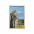 thumbnail image 1 of Africa Wall Art with Frame, Leopard Sitting on a Tree Trunk with Mountain Range Journey up Kilimanjaro Scenery, Printed Fabric Poster for Bathroom Living Room, 23" x 35", Tan Blue, by Ambesonne, 1 of 2