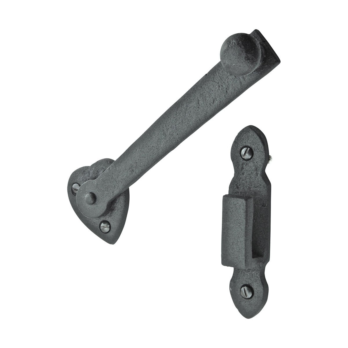 Black Wrought Iron Gate Flip Latch Decorative Antique Heart Style Medium to Light Duty 4" Tall Flip Door Locks Rust Resistant Latches w/Hardware Renovators Supply