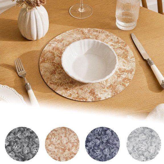 ShaoXinWan 38cm Round Embossed PVC Thermal Insulation Pad, Heat Resistant Oil Proof Table Mat, Protective Pad for Kitchen Dining Table Countertop