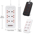 thumbnail image 4 of Sidaley Tira de tomacorrientes universal de 6 vías con puertos USB, enchufes eléctricos multifuncionales ignífugos, oficina, escuela, apartamento Electrónica Reino Unido enchufe negro, 4 of 6