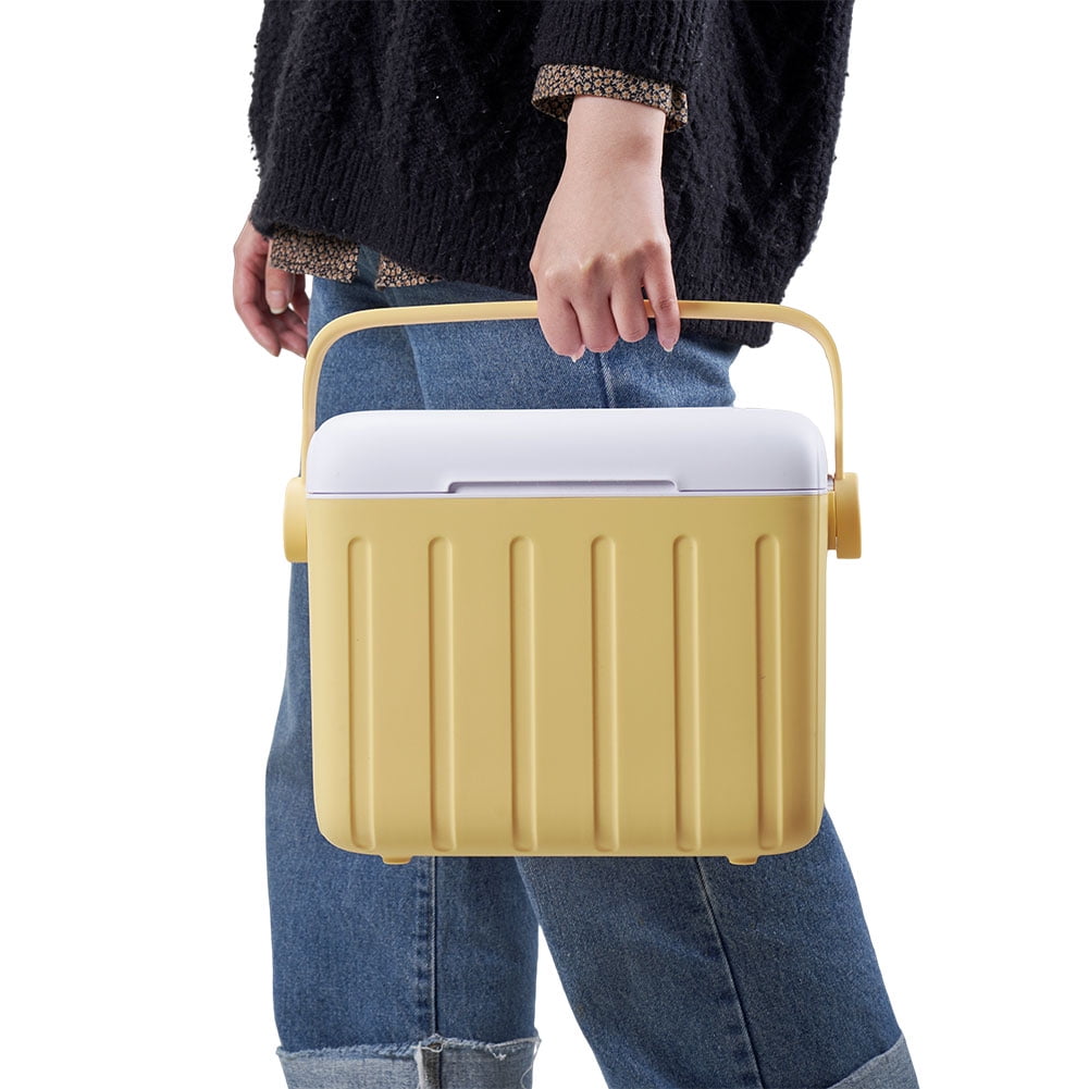 6L Camping Cooler Box Insulated Ice Chest Portable Outdoor Hard Cooler Sport Supplies (Custard)