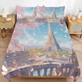 thumbnail image 6 of Blossoming Paris Eiffel Tower Duvet Cover Set King Size for Bedroom Decoration Print Bedding Set Comforter Cover Decorative Microfiber with 2 Pillow Sham Multicolor, 6 of 6