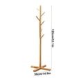 thumbnail image 3 of Tozuoyouz Solid Wood Coat Rack Stand, Free Standing Hall Coat Hat Rack Stand With 5 Hooks For Coats, Hats, Bags, Purses, For Entryway, Hallway, Rubberwood Hooks,Base And Pole Beige 53.1X14.9In, 3 of 5