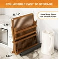 thumbnail image 5 of Teak Dish Drying Rack with Utensil Holder, 3 Tier Collapsible Dish Rack, Wooden Dish Racks for Kitchen Counter, Large Folding Drying Holder with Absorbent Dish Drying Mat, 5 of 14