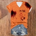 thumbnail image 2 of Tops Cortos para las Mujeres, Halloween Impreso V-Cuello Camiseta de Manga Corta, Tela de Imitación de Moda Casual, 2 of 3
